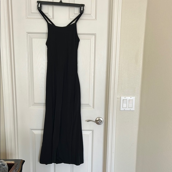 Pact Sustaiable Casual Black Spaghetti Strap Slip Maxi Dress Sz M - Picture 1 of 11